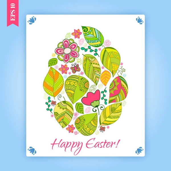 Easter flowers egg background. — Stock Vector