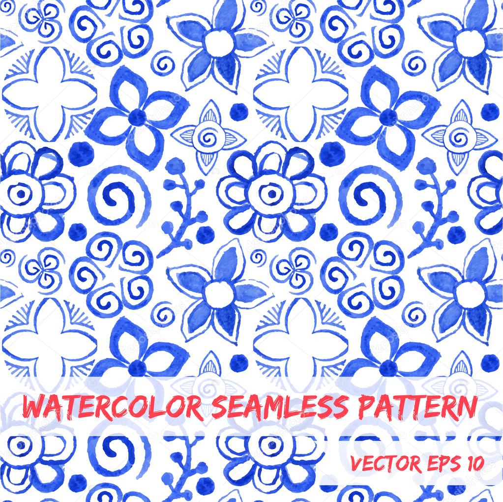 Watercolor abstract colorful seamless pattern.