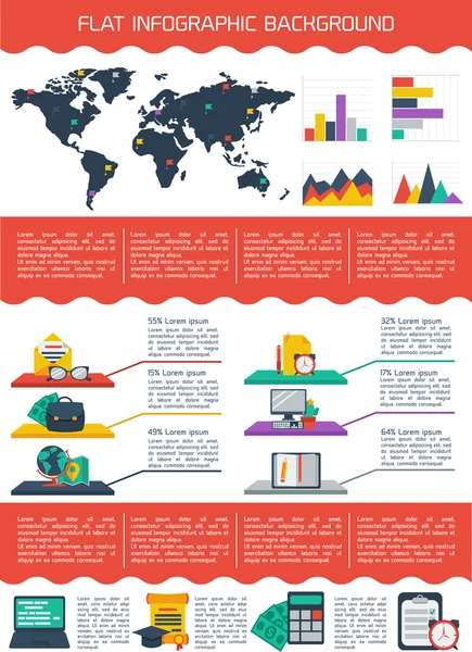 Fondo plano de educación infográfica — Archivo Imágenes Vectoriales