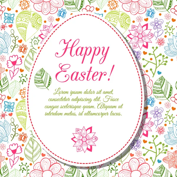 Easter flowers egg background. — Stock Vector