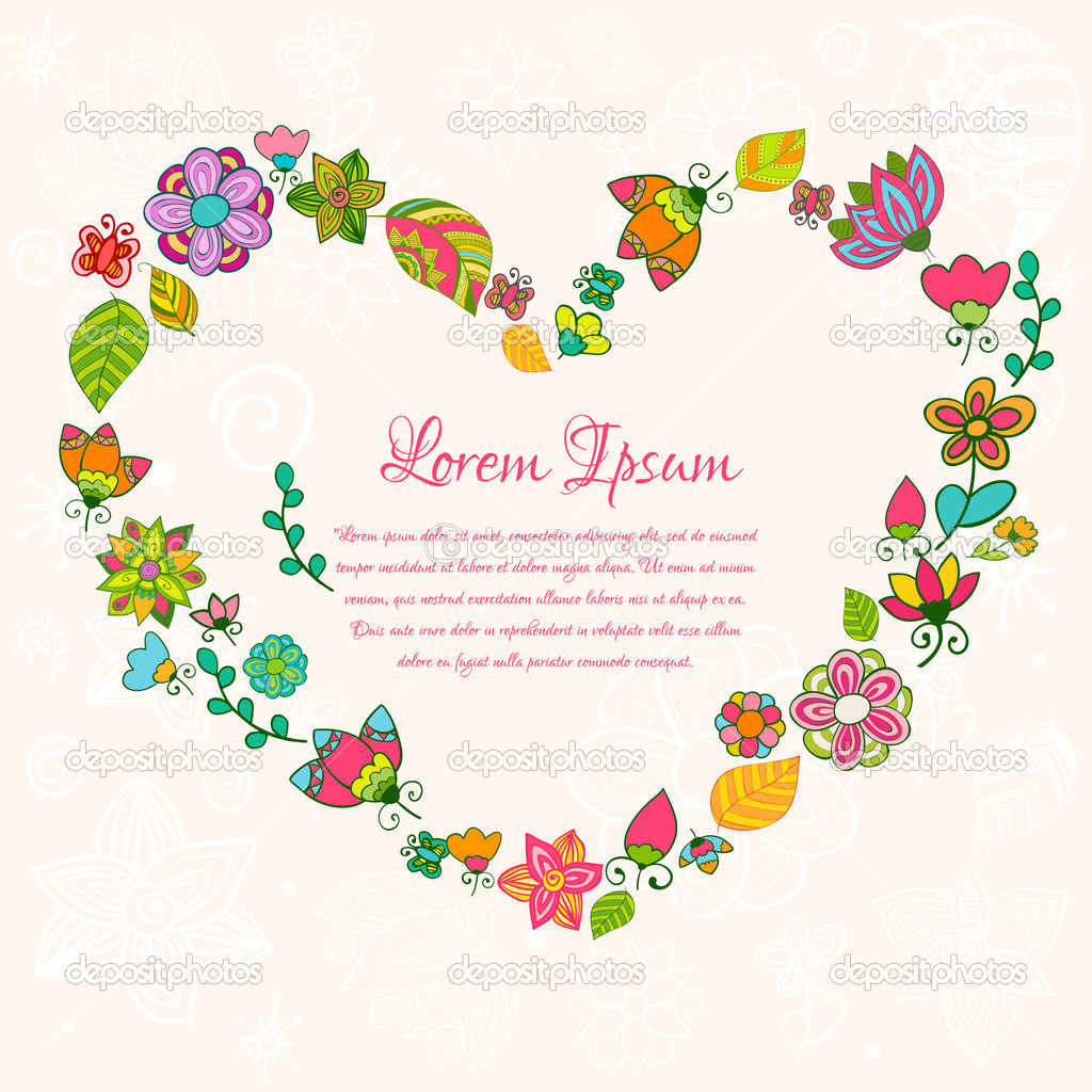 Colorful floral background with leaves.