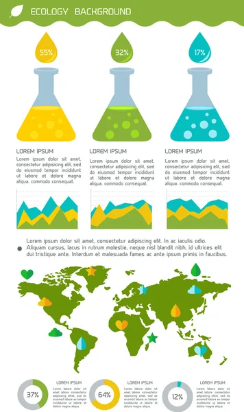 Düz Infographic kimya ve çevre — Stok Vektör