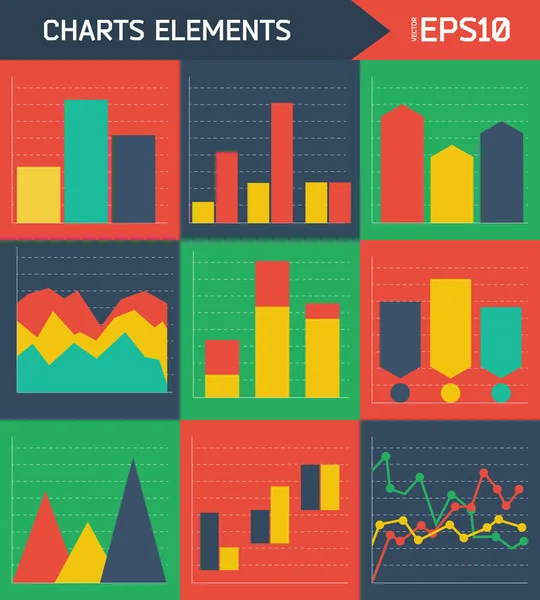 Modern flat charts elements background. — Stock Vector