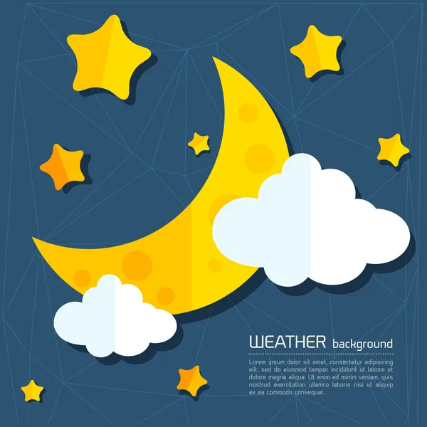 Modern weather background with moon and clouds — Stock Vector