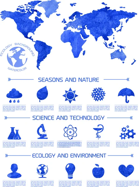 Ακουαρέλα οικολογία infographic φόντο — Διανυσματικό Αρχείο