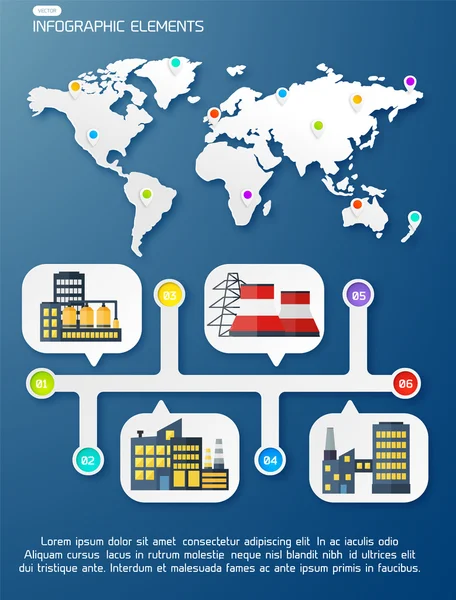 Modern industrial flat infographic background. — Stock Vector