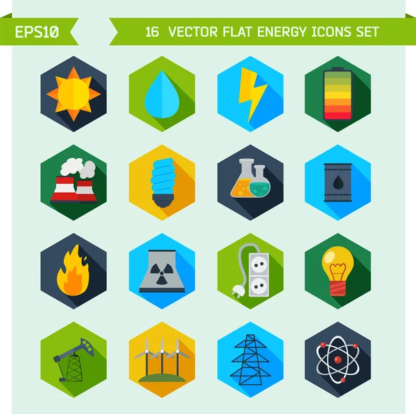 Écologie plate et icônes vectorielles d'énergie — Image vectorielle