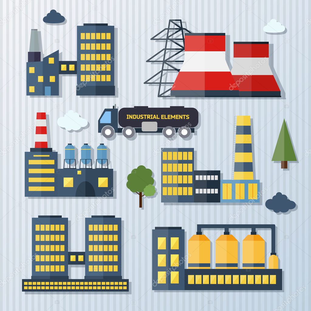 Plants and factories vector illustration