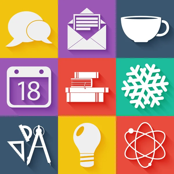 düz beyaz iş ve eğitim Icons set