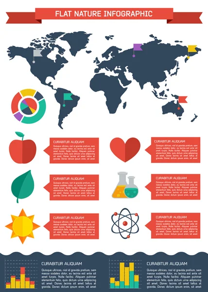 Fondo de infografía ecología plana — Vector de stock