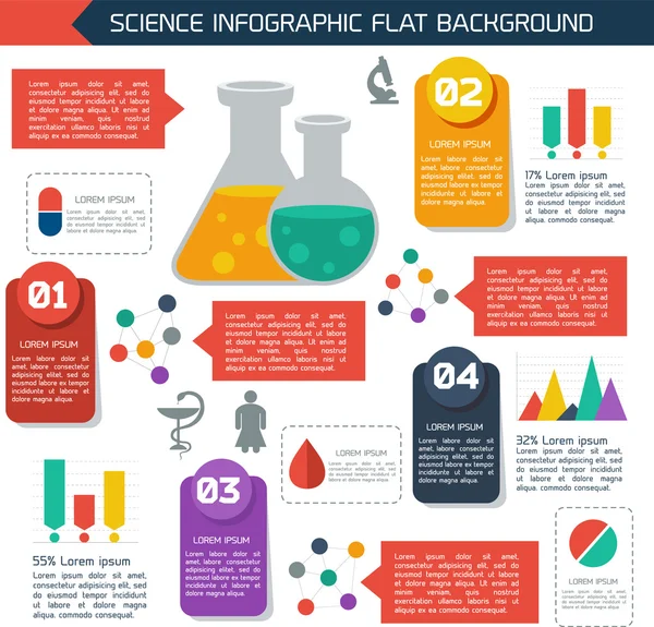 Latar belakang ilmiah infografis rata - Stok Vektor