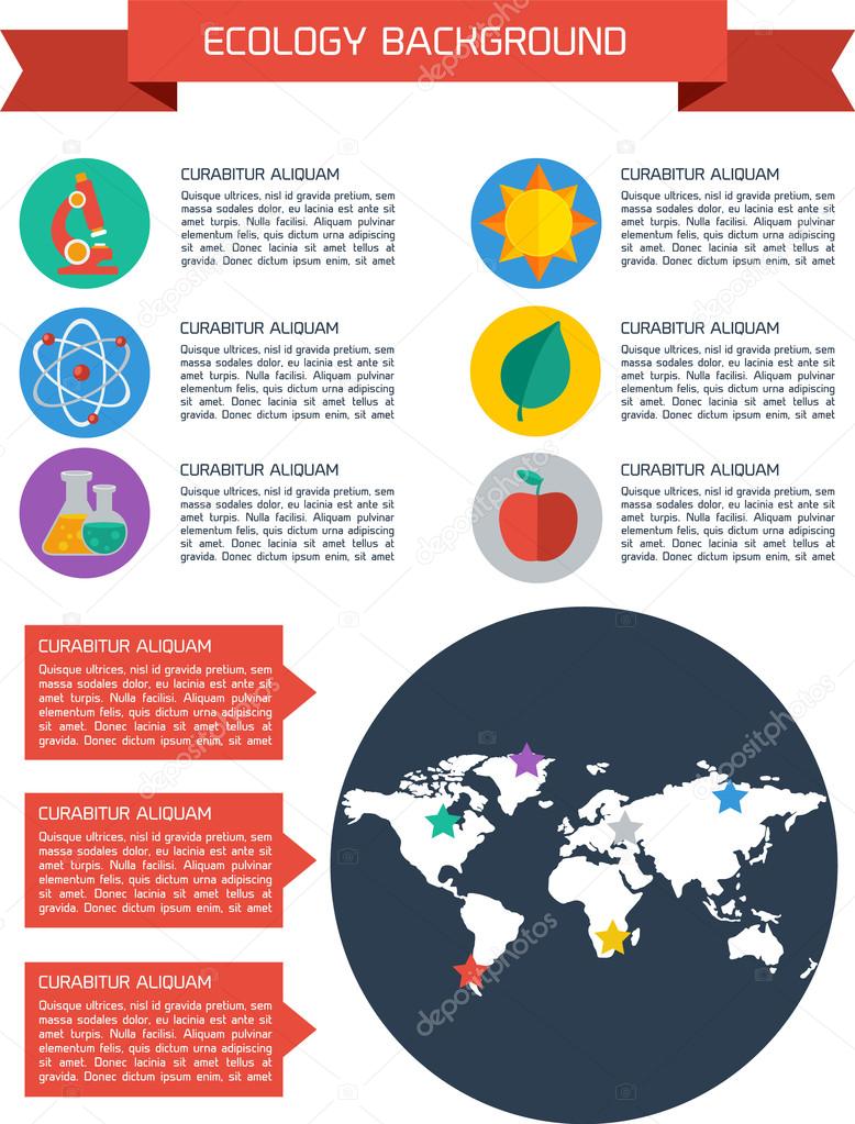 Flat ecology infographic background