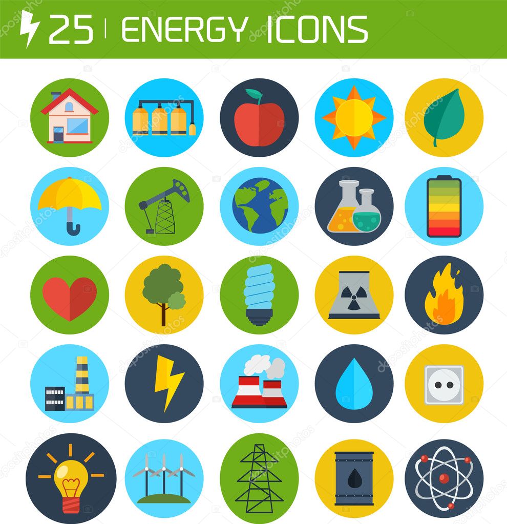 Flat energy vector icons