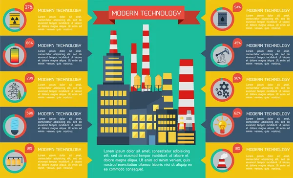 Moderne industriële platte infographic achtergrond. — Stockvector