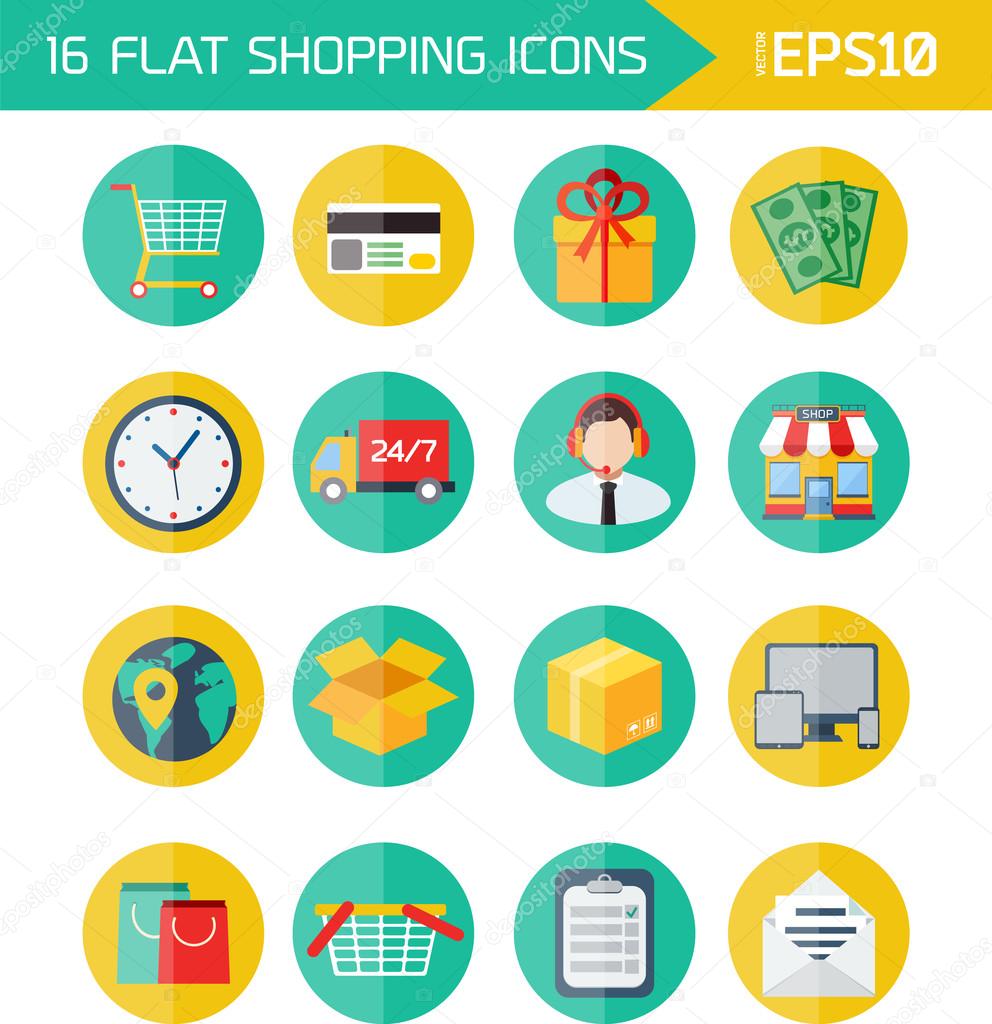 Modern flat vector shopping icons