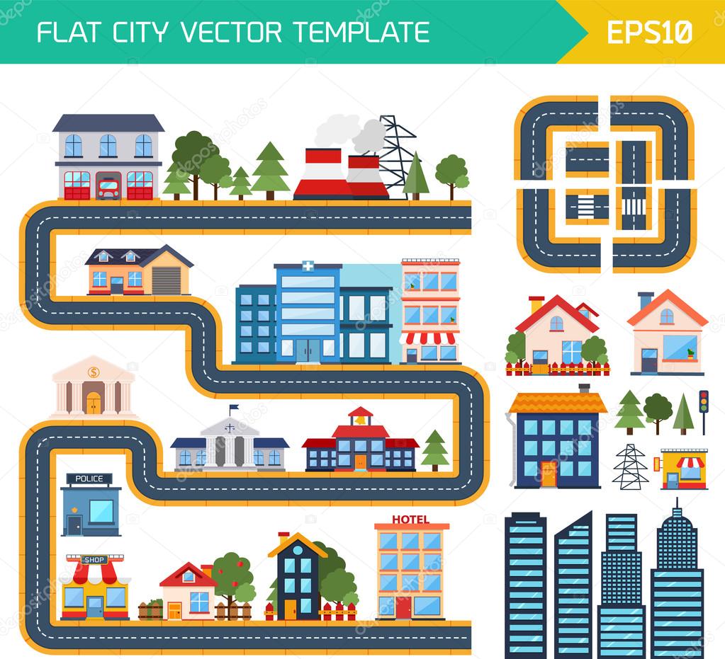 Modern flat city background infographics