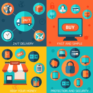 on-line alışveriş Infographic arka plan.