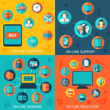 on-line hizmetler infographics arka plan.