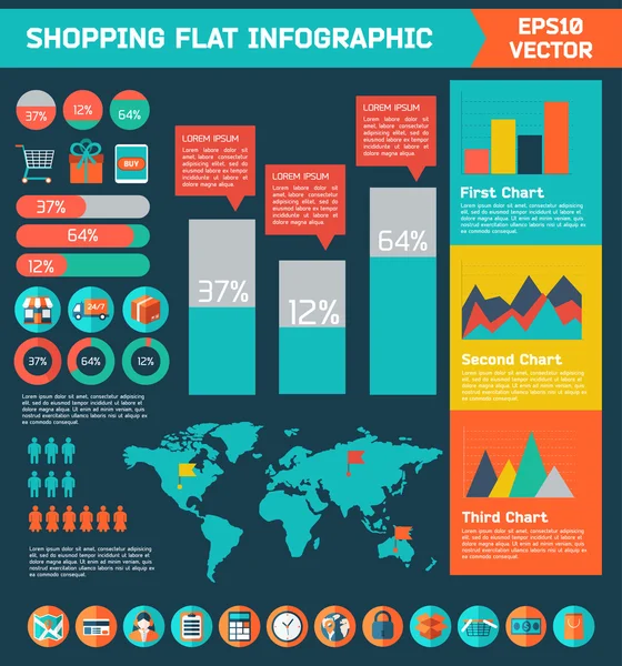 Online-Shopping-Infografik Hintergrund. — Stockvektor
