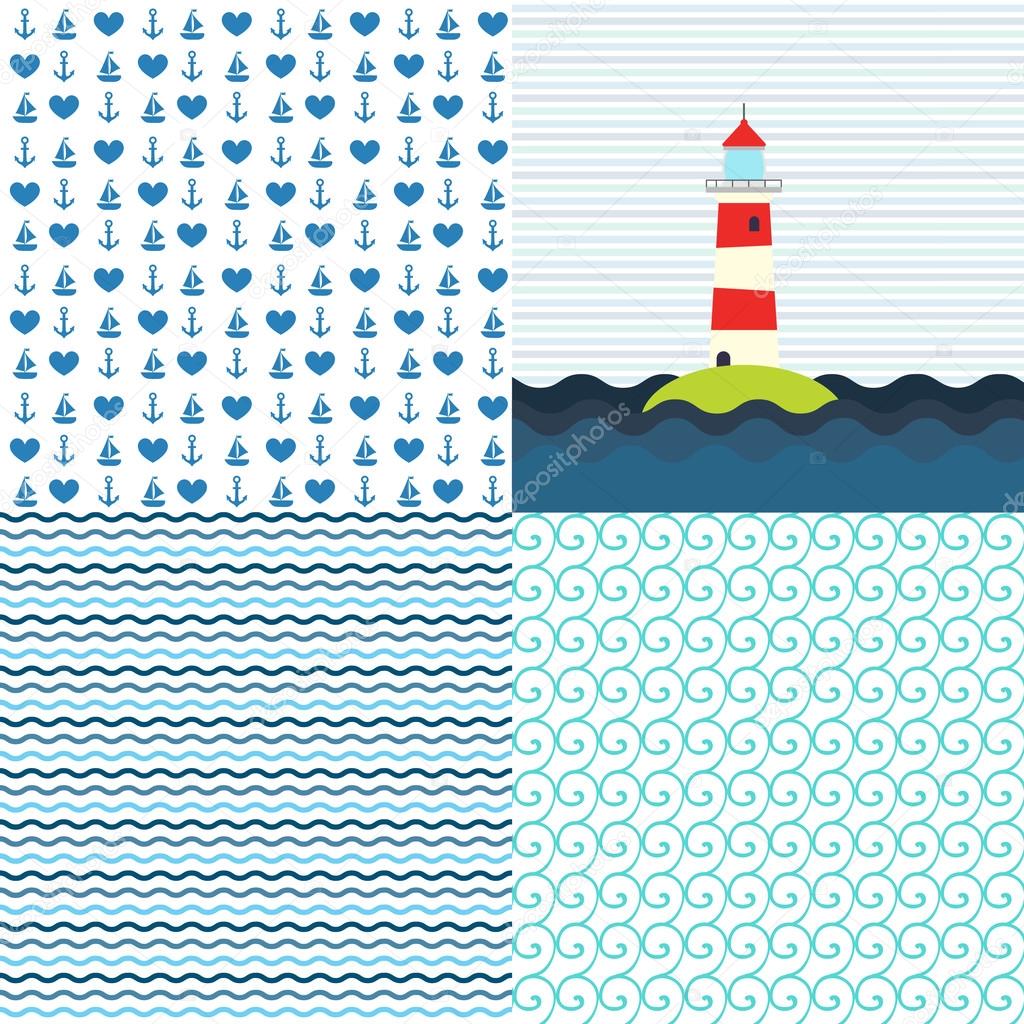 Sea patterns vector set