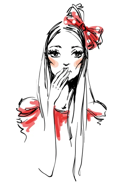 robot resmi bir kırmızı yay ile kız