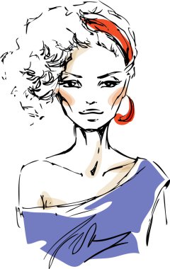 Kıvırcık saçlı kadın.