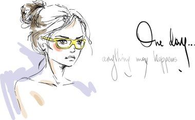 Kadın sarı güneş gözlüğü.