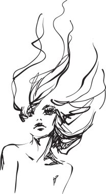 Uzun saçlı kadın.