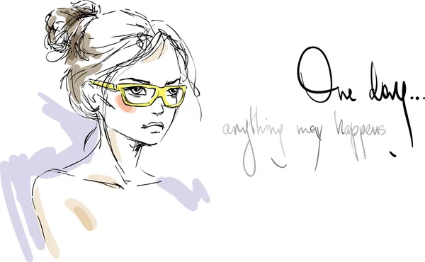 Kadın sarı güneş gözlüğü.