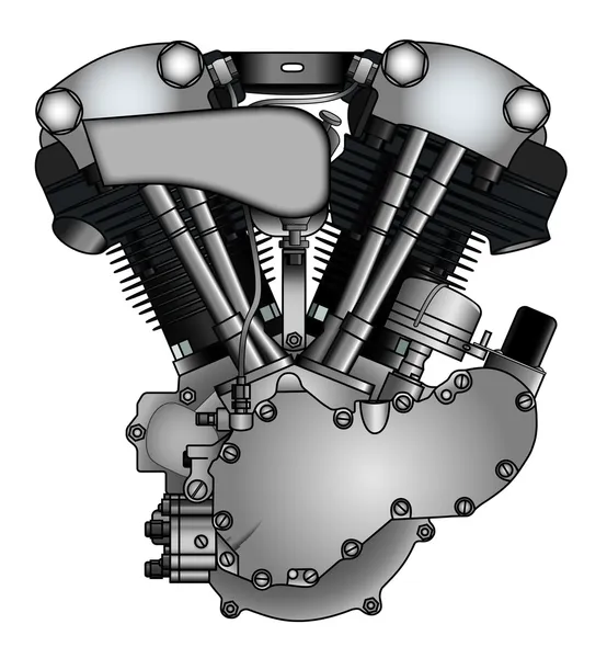经典的V型双摩托车发动机 — 图库矢量图片