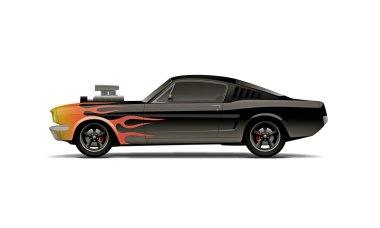supercharger ve alevler özelleştirilmiş kas araba