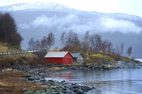 Norwegian Rural Landscape Cold Cloudy Day Late Autumn — Stock Photo, Image