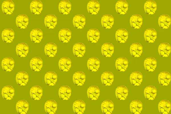 浅绿色色调下具有奇异花朵图案的几何图案背景的花卉抽象 — 图库照片