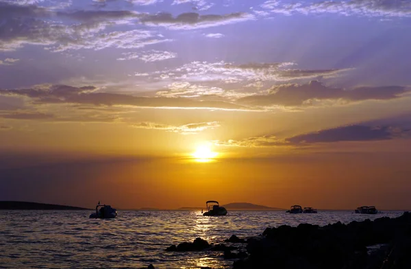 Purplish Sky Blue Hour Evening Stunning Seascape Summertime — стоковое фото