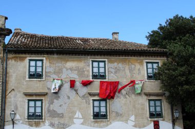 Senj, Croatia, 8th July, 2022. The decorated facade of the old house of town museum