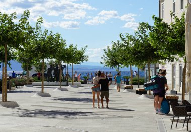 Senj, Croatia, 8th July, 2022. Main street in the picturesque Croatian city of Senj on the beautiful summer day