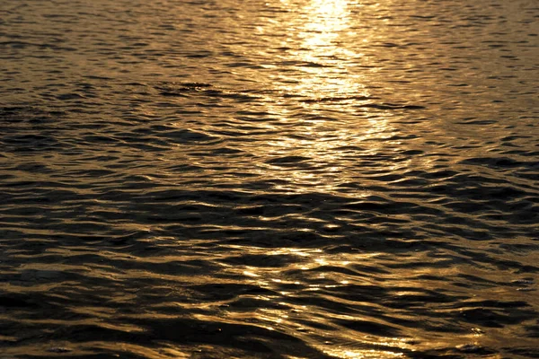 Витягнута Хвиляста Поверхня Моря Золотистого Кольору Сяйвом Сонячних Променів Золотій — стокове фото