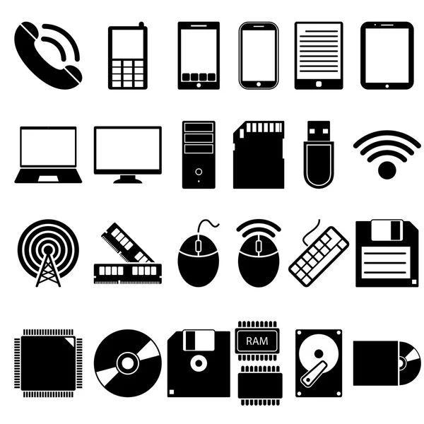 Conjunto de iconos de dispositivos móviles y de computadora — Vector de stock