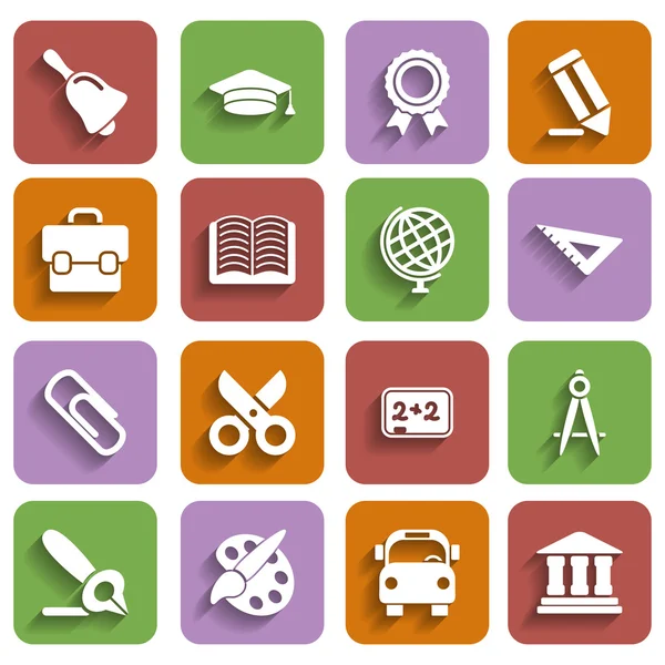 gölge ile düz okul Icons set