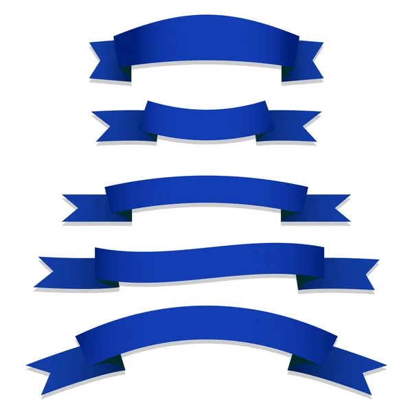 Bandeiras de fitas azuis — Vetor de Stock