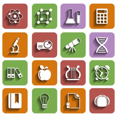 Gölge vol 2 düz okul Icons set
