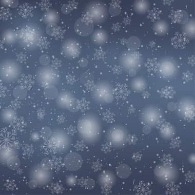 kar taneleri ile Noel koyu mavi arka plan