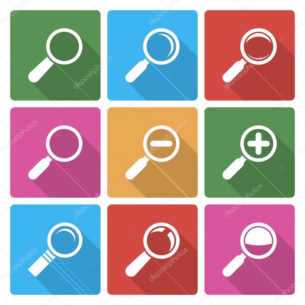 Magnifier Glass Icons wiht shadow