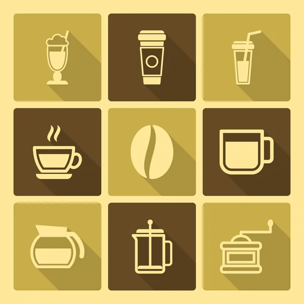 Coffee Drinks Icons With Long Shadow — Stock Vector