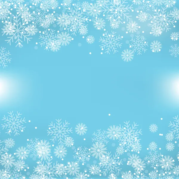 Fond de Noël bleu avec flocons de neige — Image vectorielle