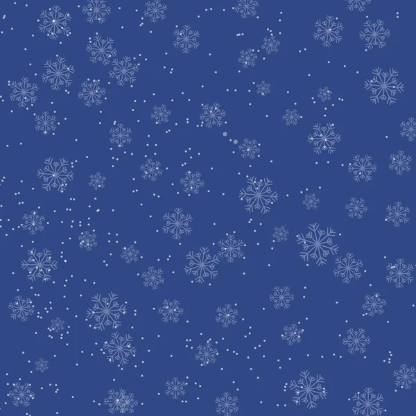 Natal fundo azul com flocos de neve caindo — Vetor de Stock