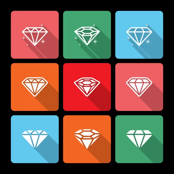 uzun gölge ile elmas Icons set