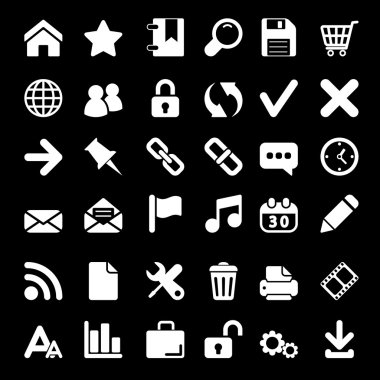 web ve mobil siyah arka plan üzerinde ikonları