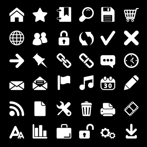 Iconos para Web y Móvil sobre fondo negro — Vector de stock