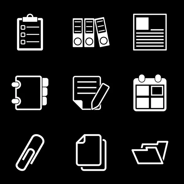 Iconos de Oficina de Documento Blanco — Vector de stock